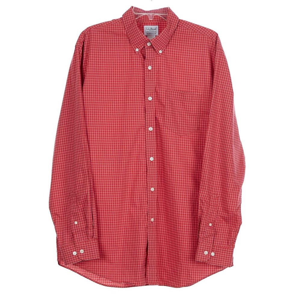 L.L.Bean Red Button Down Shirt Men's Large Regular